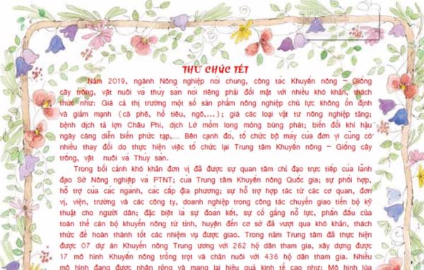 Thư chúc tết của Giám đốc Trung tâm Khuyến nông - Giống cây trồng, vật nuôi và Thủy sản