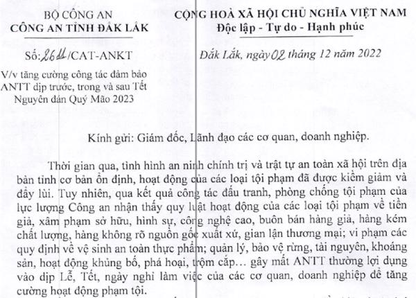 Tăng cường công tác đảm bảo ANTT dịp trước, trong và sau Tết Nguyên đán Quý Mão 2023