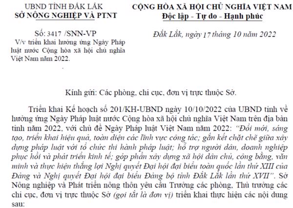 Triển khai hưởng ứng Ngày Pháp luật nước Cộng hòa xã hội chủ nghĩa Việt Nam năm 2022.