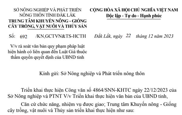 Công văn: Về việc rà soát văn bản quy phạm pháp luật hiện hành có liên quan đến Luật Giá thuộc thẩm quyền quyết định của UBND tỉnh