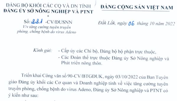 Tăng cường tuyên truyền phòng, chống dịch bệnh do virus Adeno