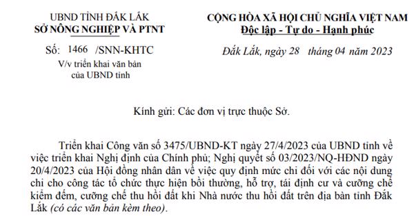 Công văn:  Triển khai văn bản của UBND tỉnh