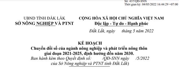 KẾ HOẠCH  Chuyển đổi số của ngành nông nghiệp và phát triển nông thôn giai đoạn 2021-2025, định hướng đến năm 2030.