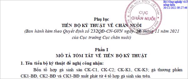 Phụ lục TIẾN BỘ KỸ THUẬT VỀ CHĂN NUÔI