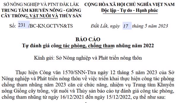 BÁO CÁO  Tự đánh giá công tác phòng, chống tham nhũng năm 2022